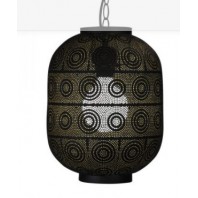 Oriel Lighting-Alhambra.25 Laser Cut Metal Pendant with Gold Inner - Matt Black